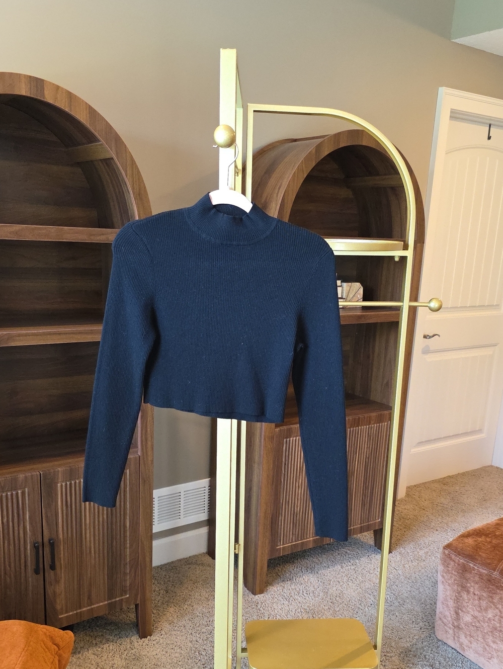 Divided H & M Cropped Mock Turtleneck Sweater - Black